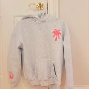 Gray Hoodie with Pink Palm Tree Design